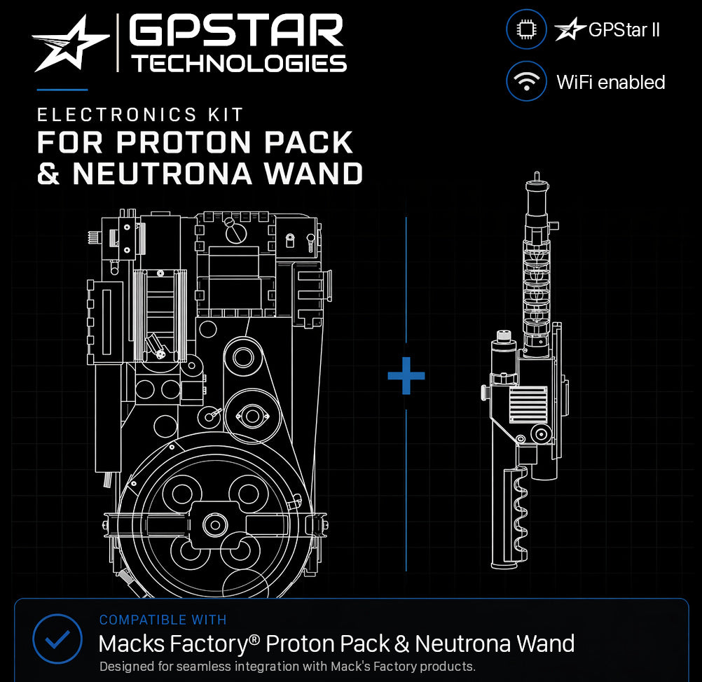 GPStar II - JST : Mack's Factory Proton Pack + Mack's Factory Neutrona Wand Classic Plus Kit