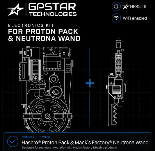 GPStar II : Hasbro Proton Pack + Mack's Factory Neutrona Wand Classic Kit