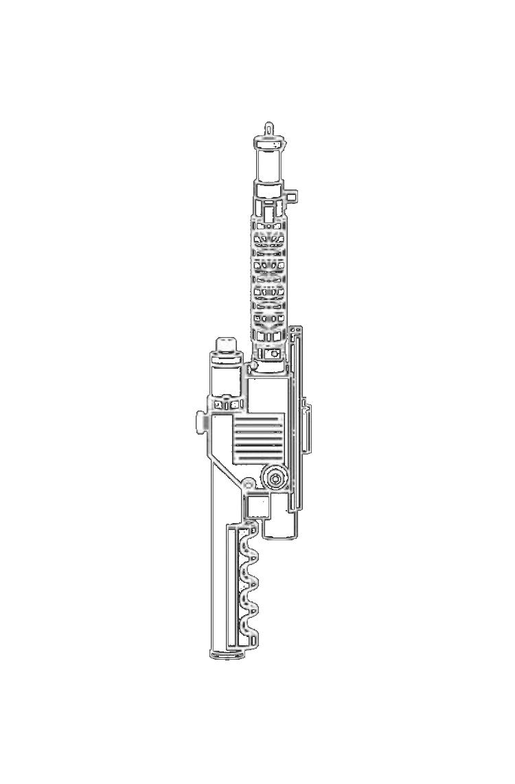 Neutrona wand wireframe, rotated horizontally