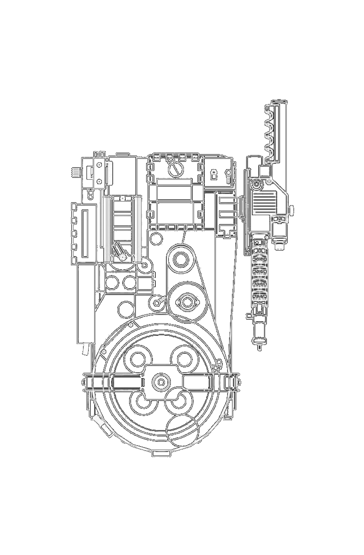 Wireframe of a GPStar proton pack and Neutrona wand